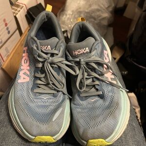 Hoka Blue and Yellow Athletic Shoes